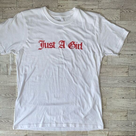 “Just A Girl”, Custom, Old English Style, Short Sleeve Tee - Picture 6 of 15